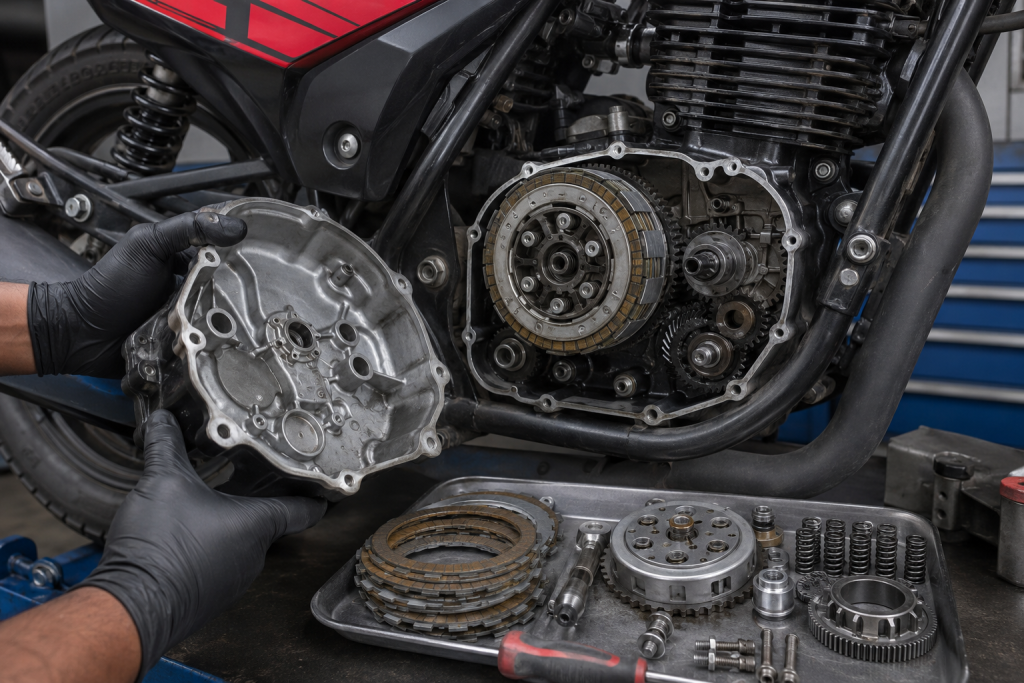 آموزش تعویض صفحه کلاچ موتور سیکلت آپاچی RTR 180